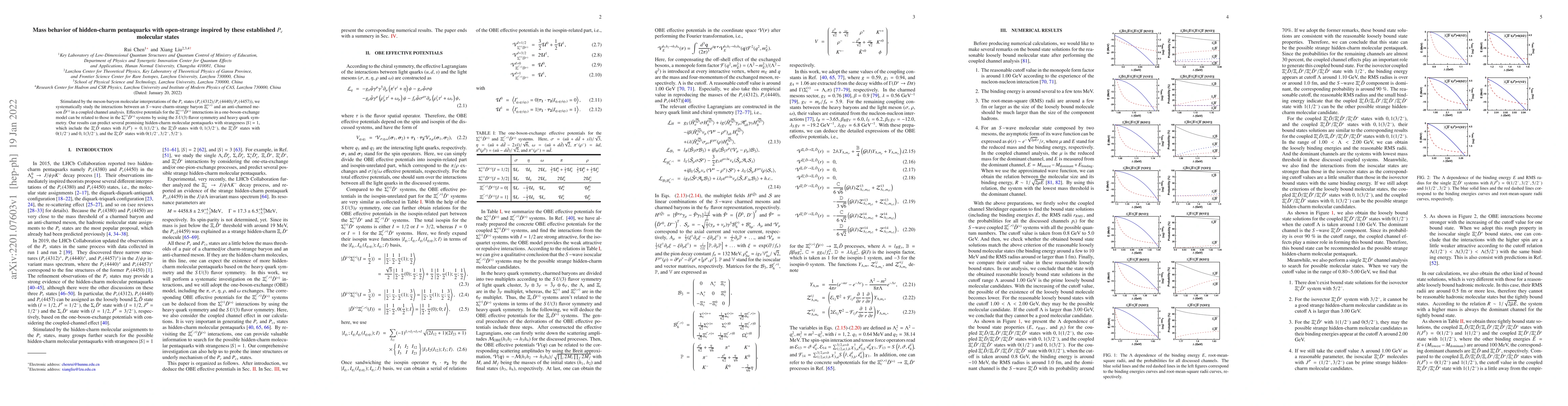 Thumbnail for Mass behavior of hidden-charm pentaquarks with open-strange inspired by
  these established $P_c$ molecular states