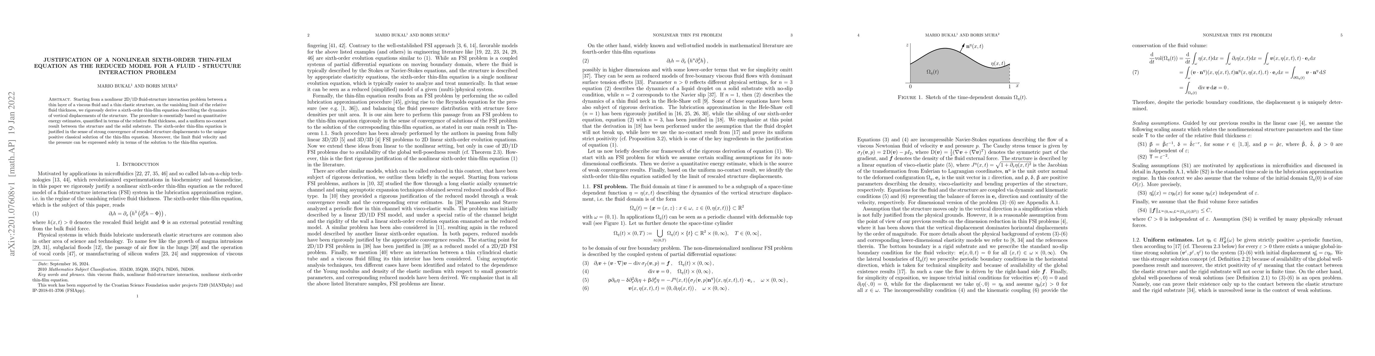 Thumbnail for Justification of a nonlinear sixth-order thin-film equation as the
  reduced model for a fluid -- structure interaction problem
