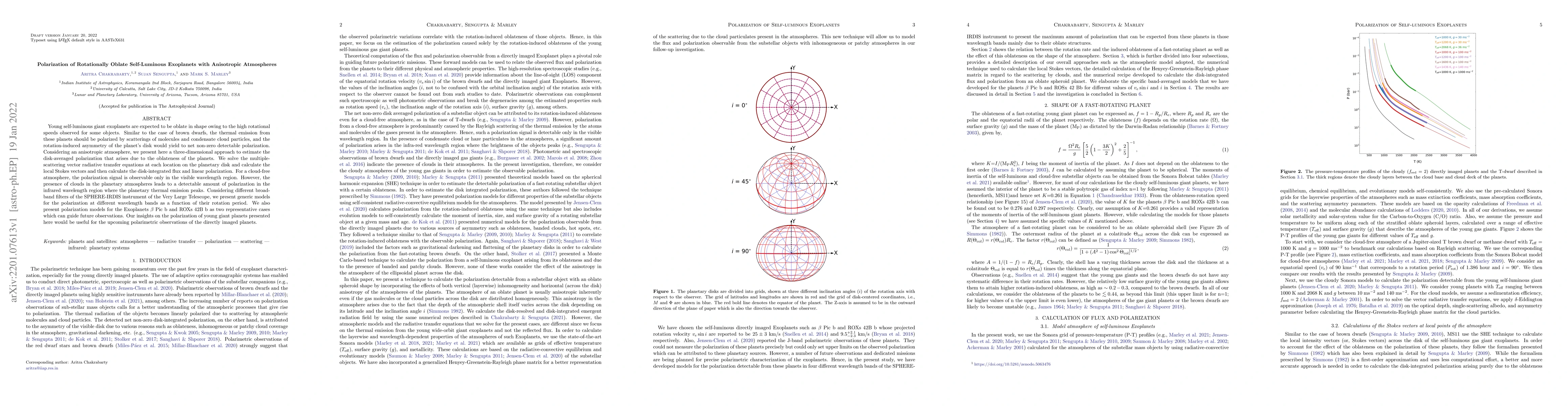 Thumbnail for Polarization of Rotationally Oblate Self-Luminous Exoplanets with
  Anisotropic Atmospheres