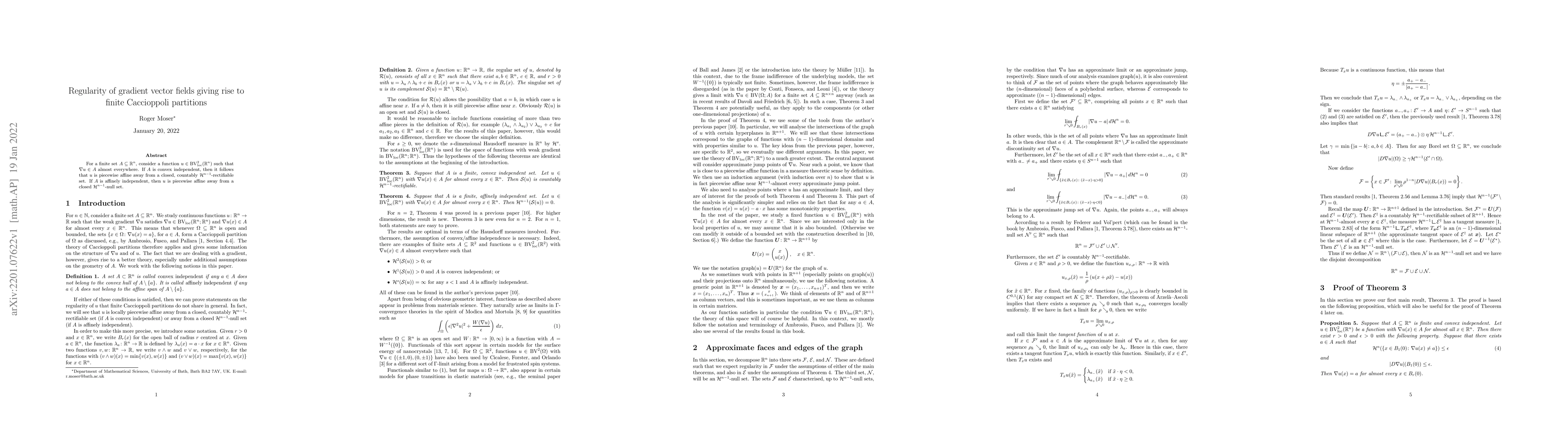 Thumbnail for Regularity of gradient vector fields giving rise to finite Caccioppoli
  partitions