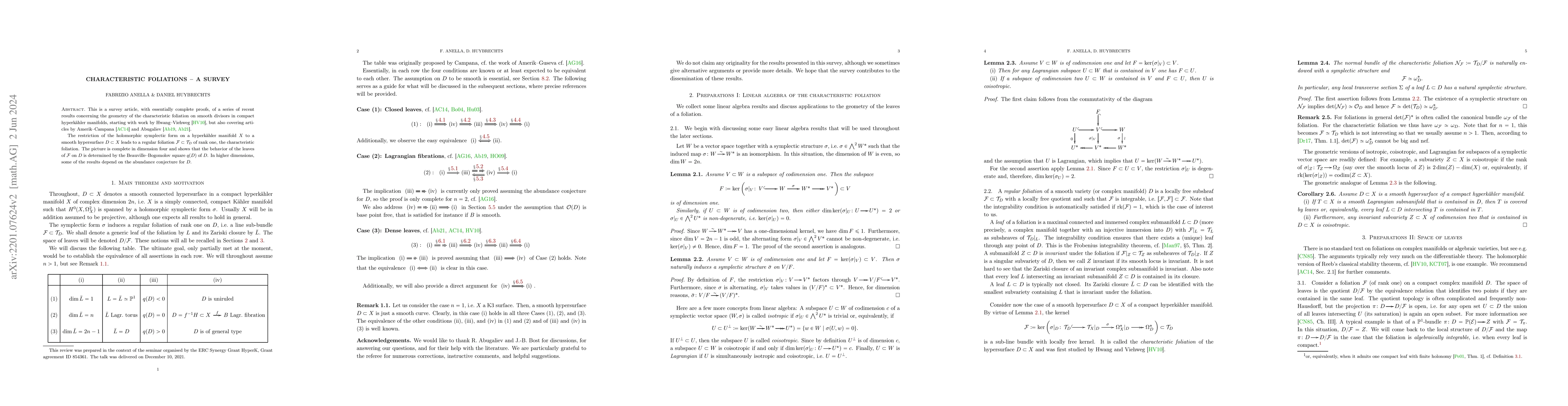Thumbnail for Characteristic foliations -- a survey