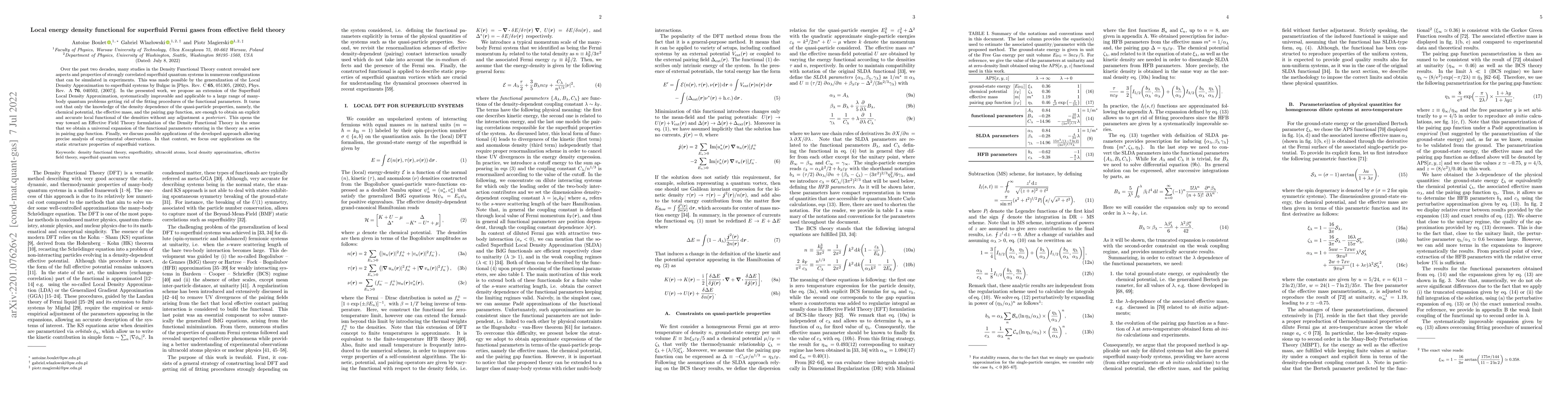 Thumbnail for Local energy density functional for superfluid Fermi gases from
  effective field theory