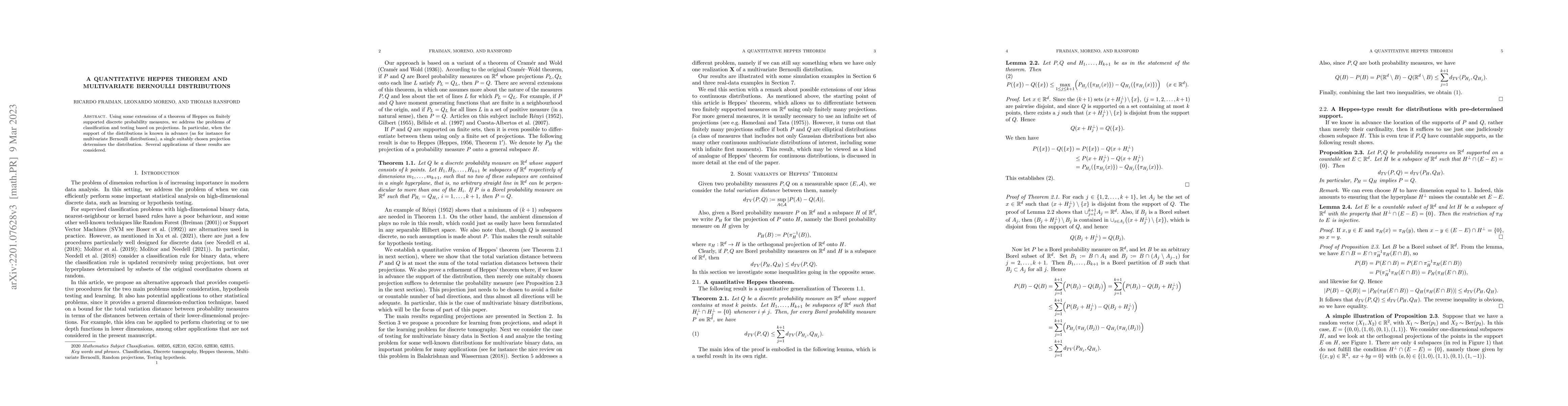 Thumbnail for A quantitative Heppes Theorem and multivariate Bernoulli distributions