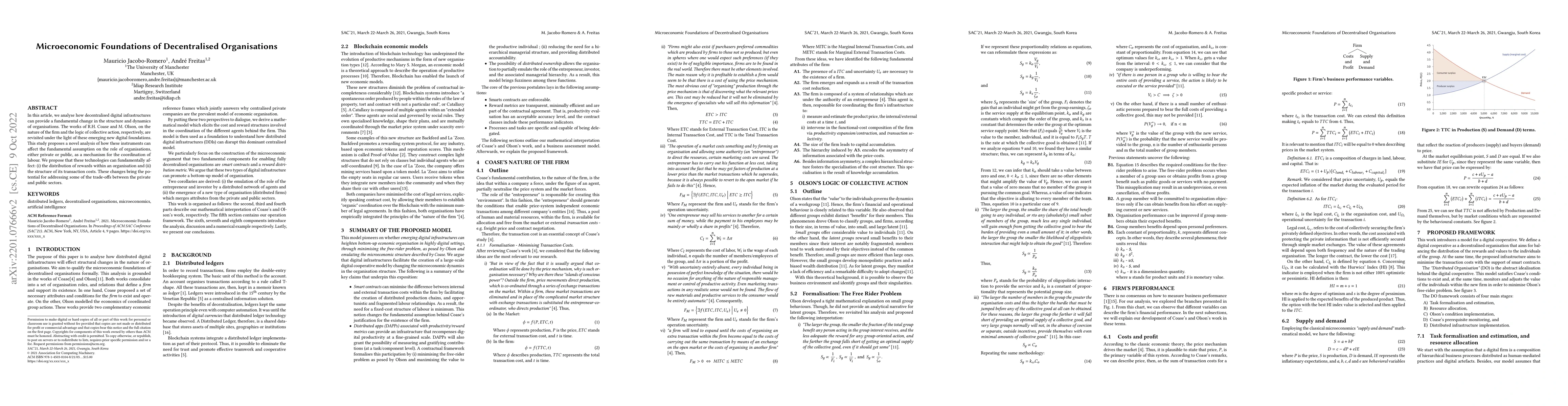 Thumbnail for Microeconomic Foundations of Decentralised Organisations