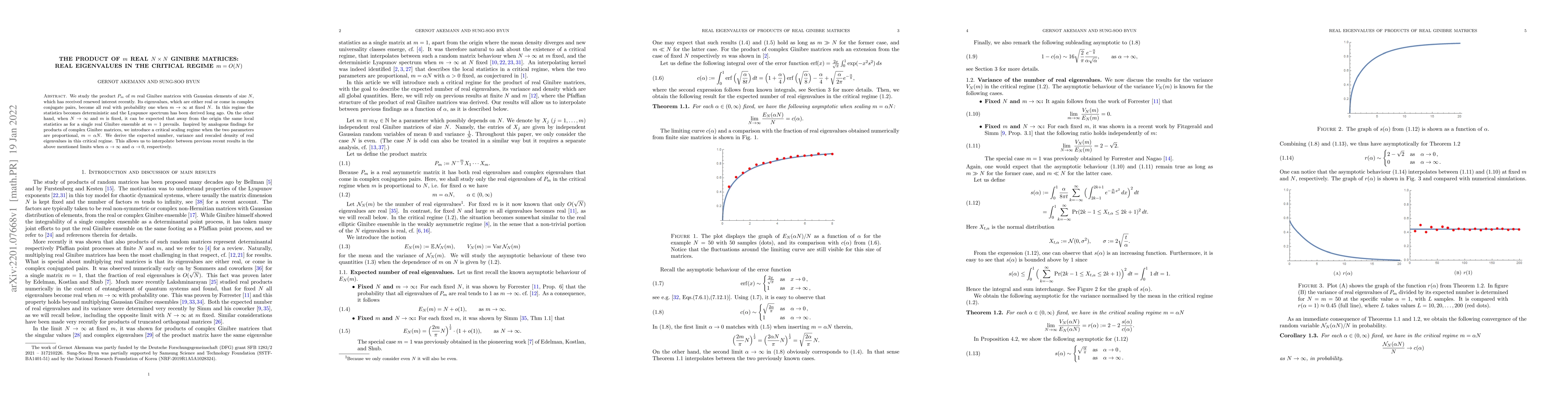 Thumbnail for The Product of $m$ real $N\times N$ Ginibre matrices: Real eigenvalues
  in the critical regime $m=O(N)$