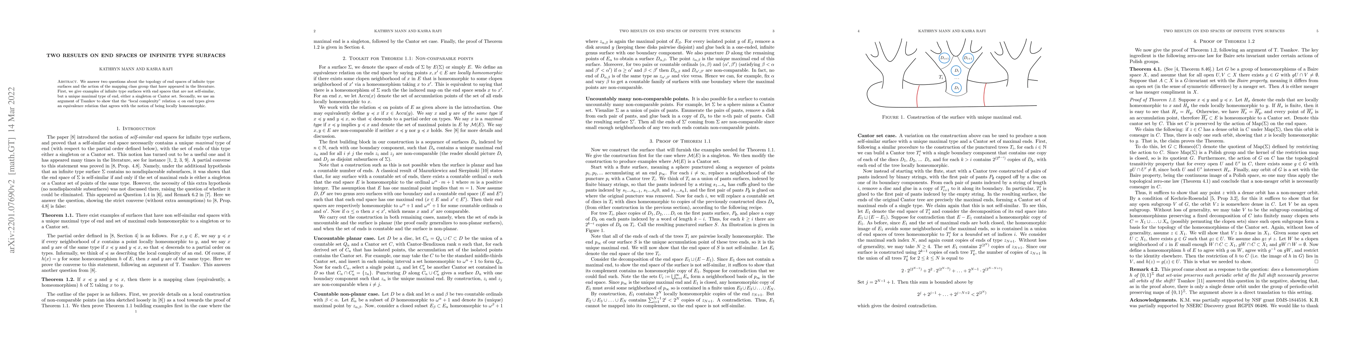 Thumbnail for Two results on end spaces of infinite type surfaces