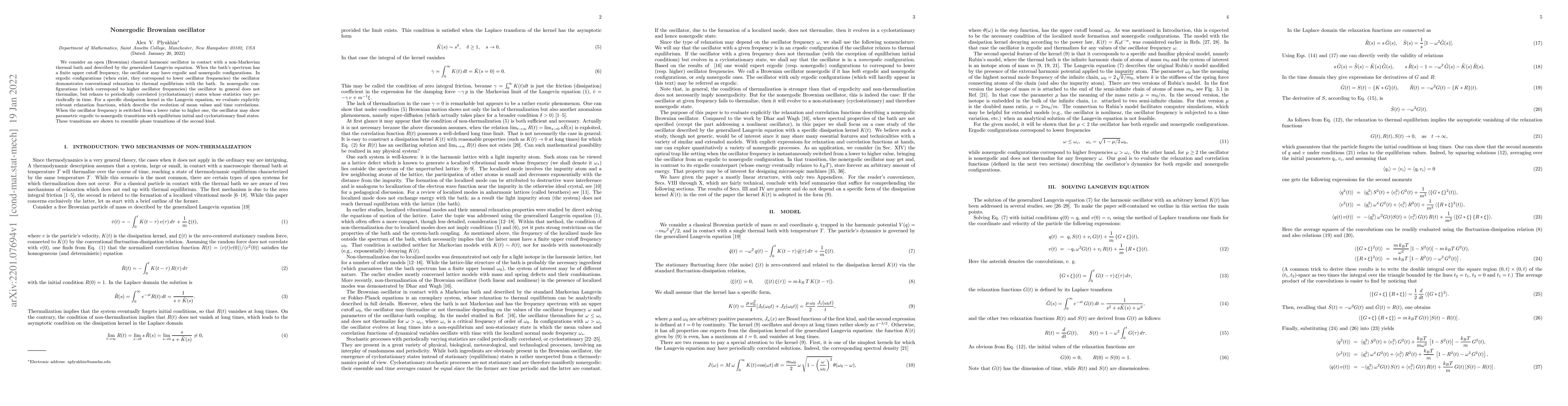 Thumbnail for Nonergodic Brownian oscillator