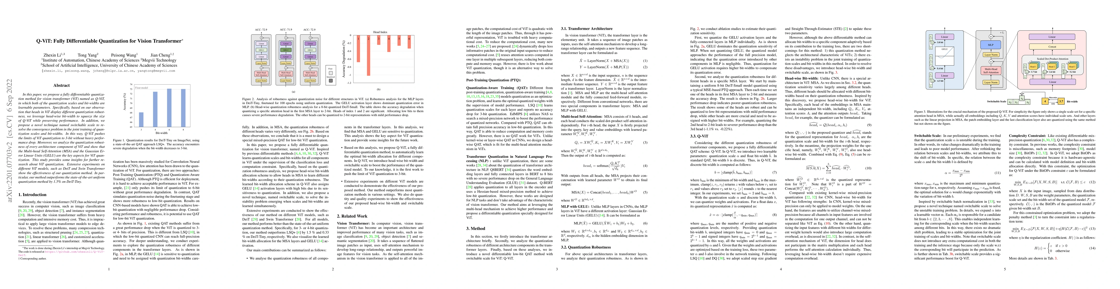 Thumbnail for Q-ViT: Fully Differentiable Quantization for Vision Transformer
