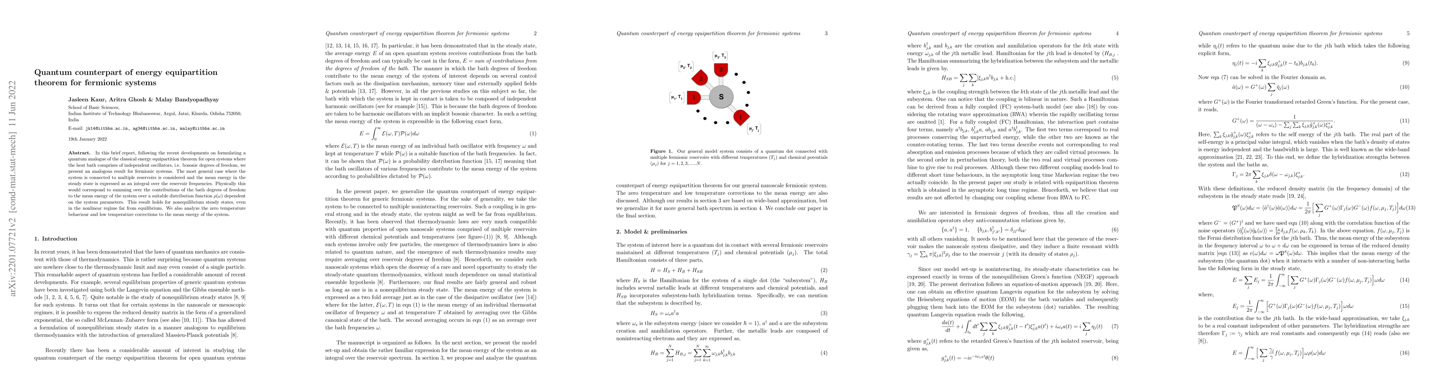 Thumbnail for Quantum counterpart of energy equipartition theorem for fermionic
  systems