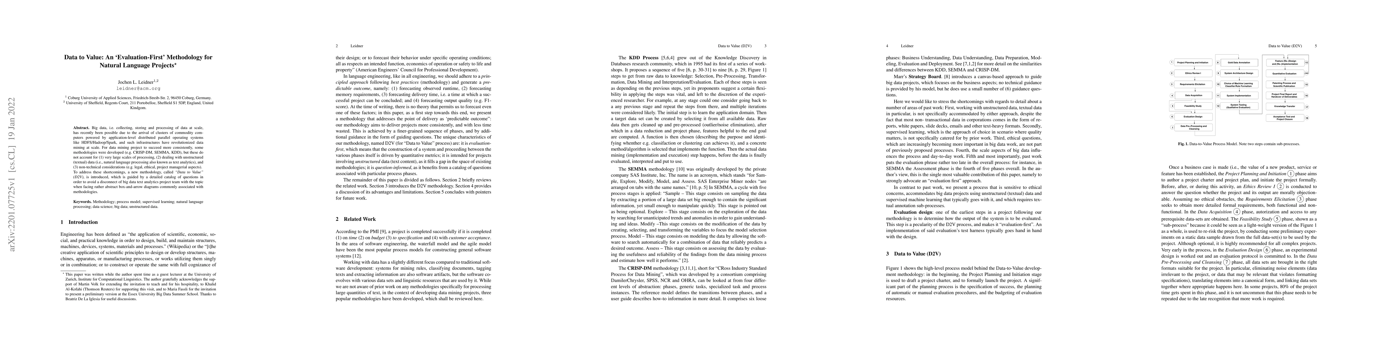 Thumbnail for Data-to-Value: An Evaluation-First Methodology for Natural Language
  Projects