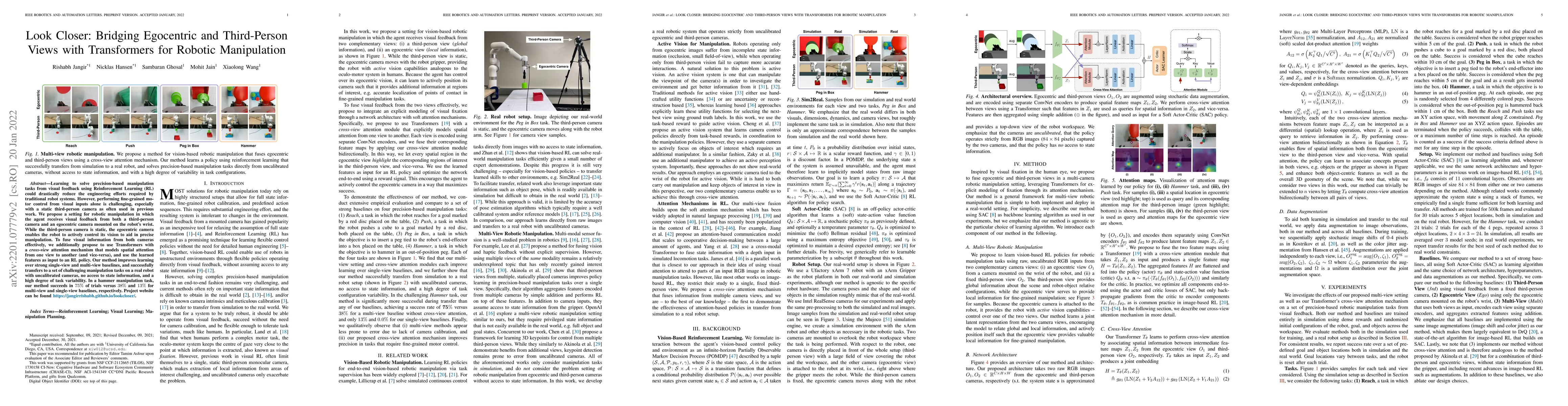 Thumbnail for Look Closer: Bridging Egocentric and Third-Person Views with
  Transformers for Robotic Manipulation