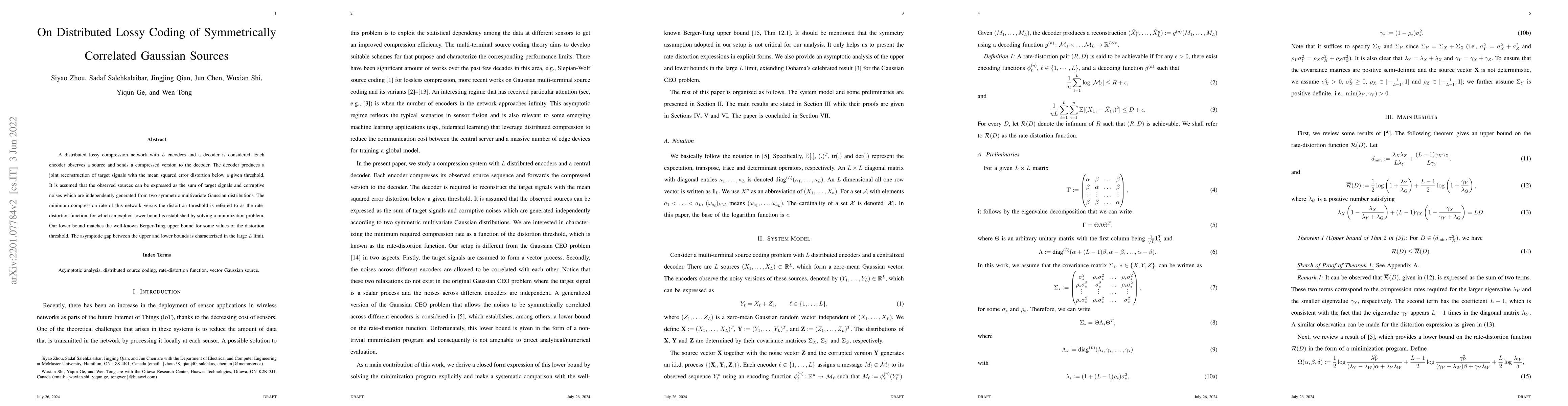 Thumbnail for On Distributed Lossy Coding of Symmetrically Correlated Gaussian Sources