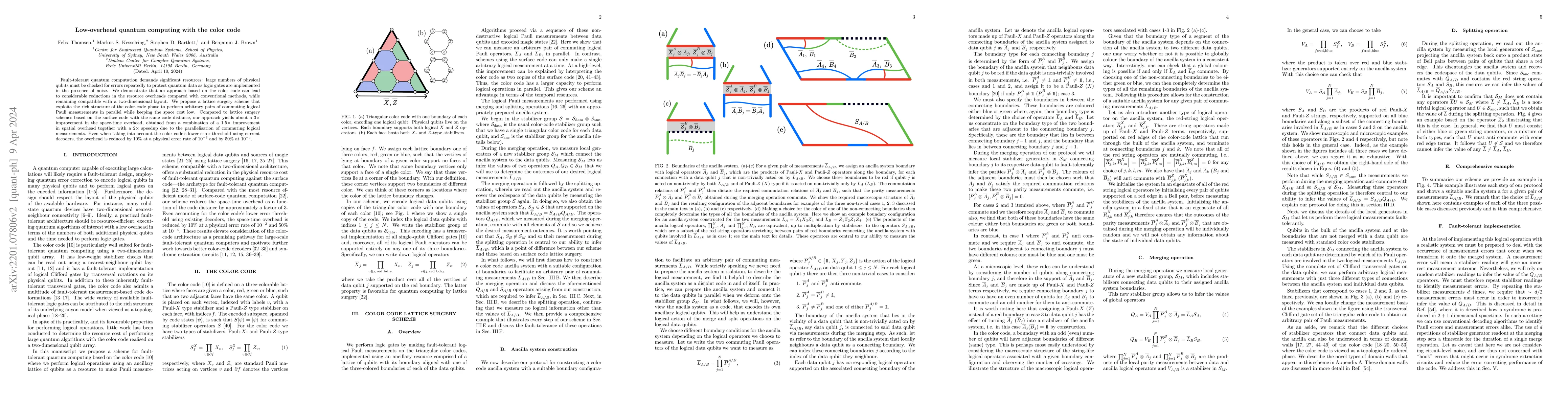 Thumbnail for Low-overhead quantum computing with the color code