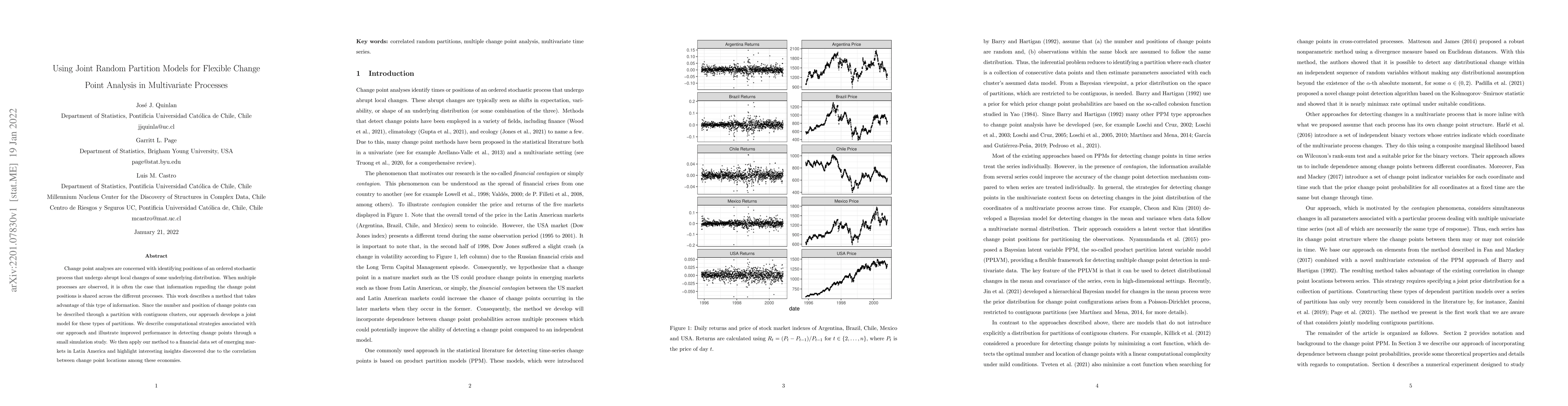 Thumbnail for Using Joint Random Partition Models for Flexible Change Point Analysis
  in Multivariate Processes
