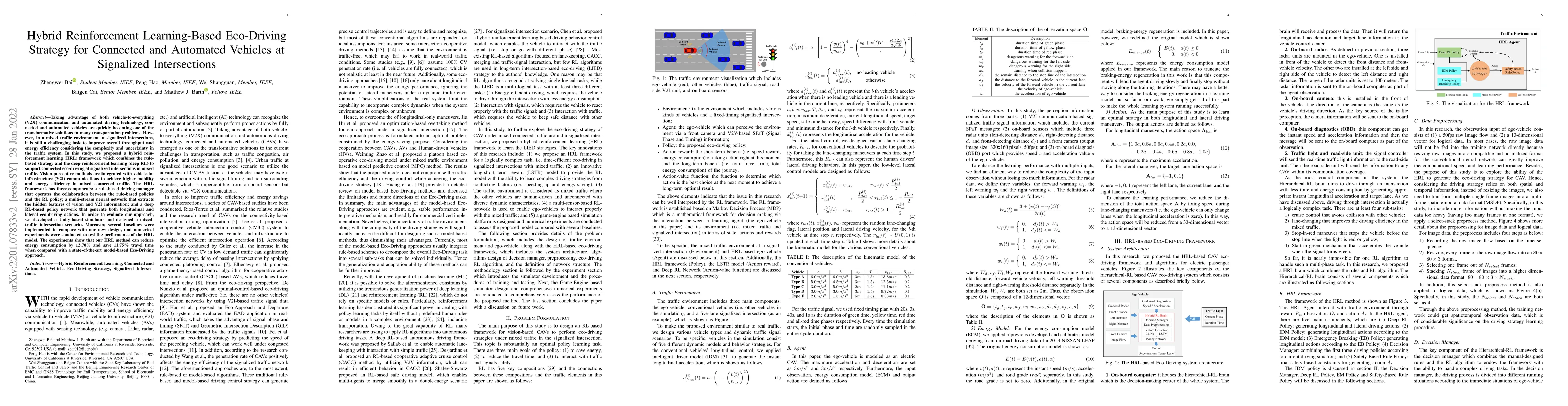 Thumbnail for Hybrid Reinforcement Learning-Based Eco-Driving Strategy for Connected
  and Automated Vehicles at Signalized Intersections