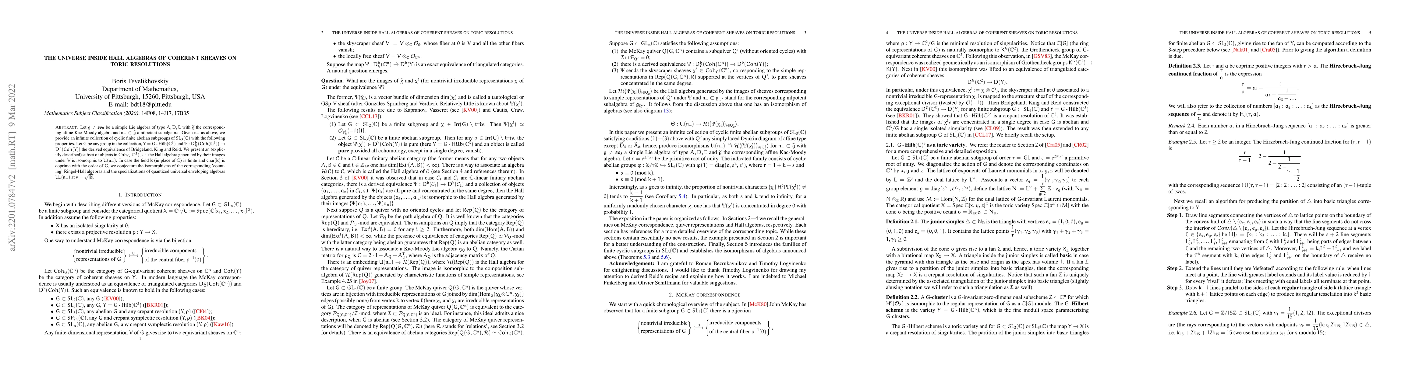 Thumbnail for The universe inside Hall algebras of coherent sheaves on toric
  resolutions