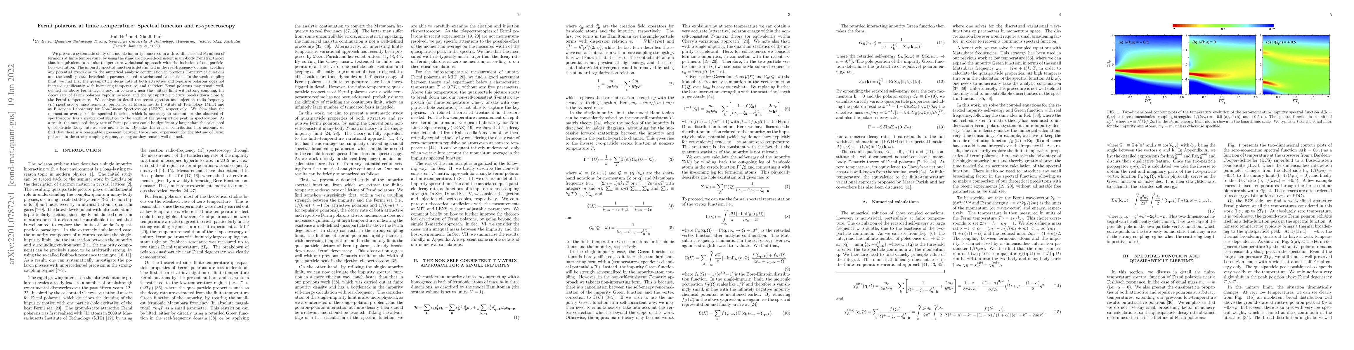 Thumbnail for Fermi polarons at finite temperature: Spectral function and
  rf-spectroscopy