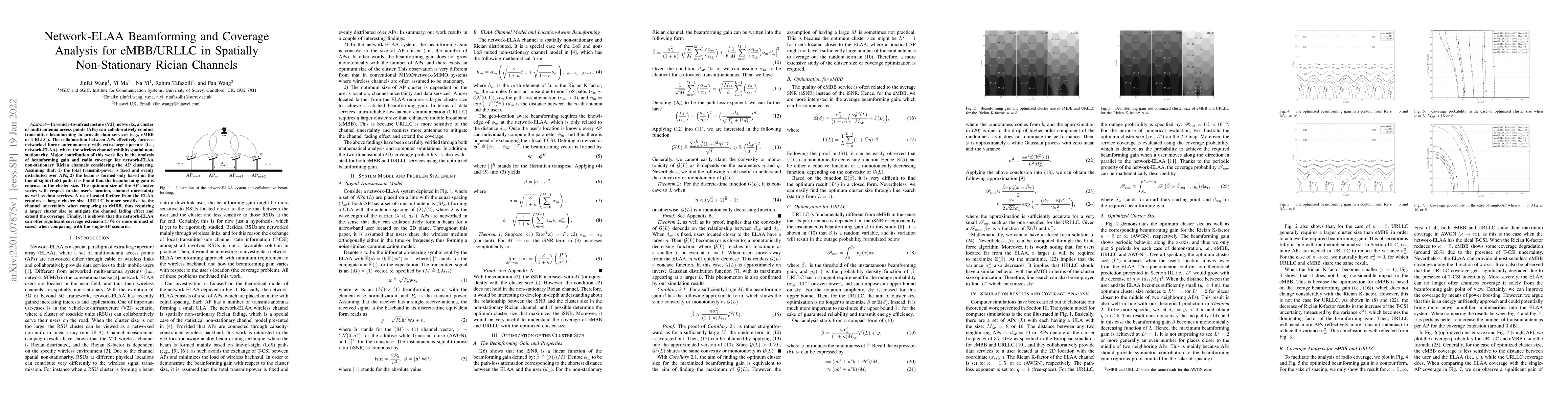 Thumbnail for Network-ELAA Beamforming and Coverage Analysis for eMBB/URLLC in
  Spatially Non-Stationary Rician Channels