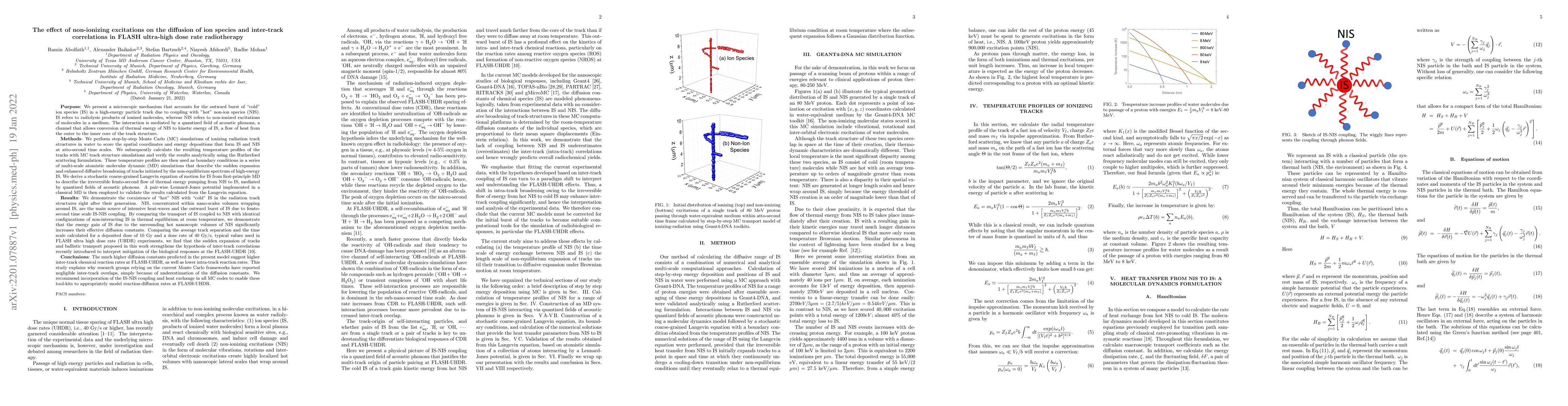 Thumbnail for The effect of non-ionizing excitations on the diffusion of ion species
  and inter-track correlations in FLASH ultra-high dose rate radiotherapy