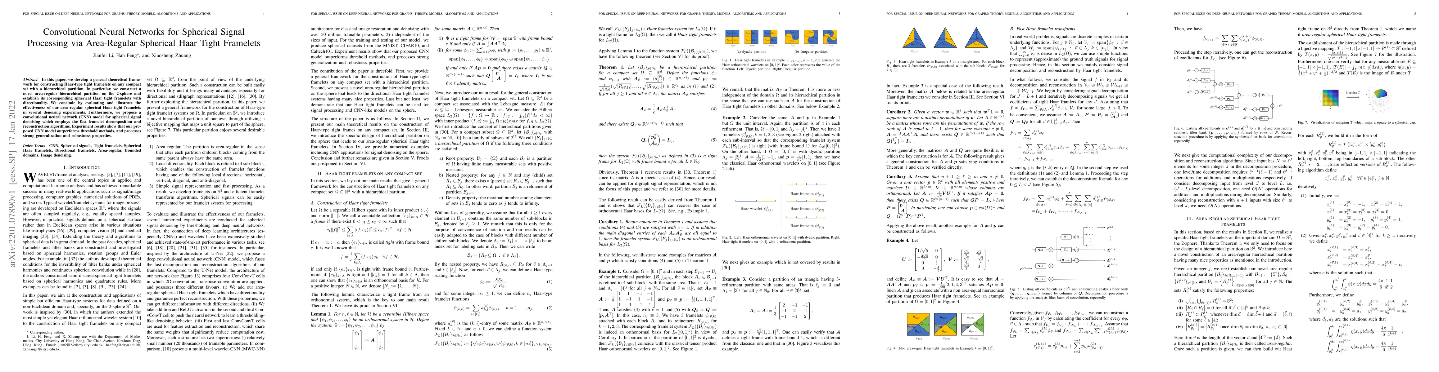 Thumbnail for Convolutional Neural Networks for Spherical Signal Processing via
  Spherical Haar Tight Framelets