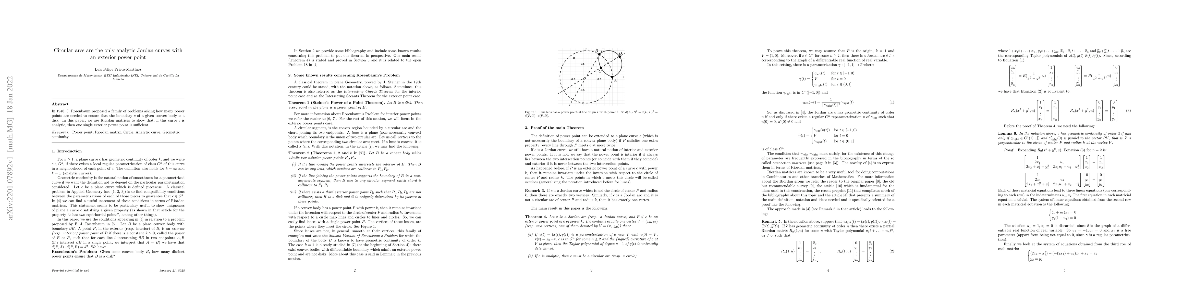 Thumbnail for Circular arcs are the only analytic Jordan curves with an exterior power
  point