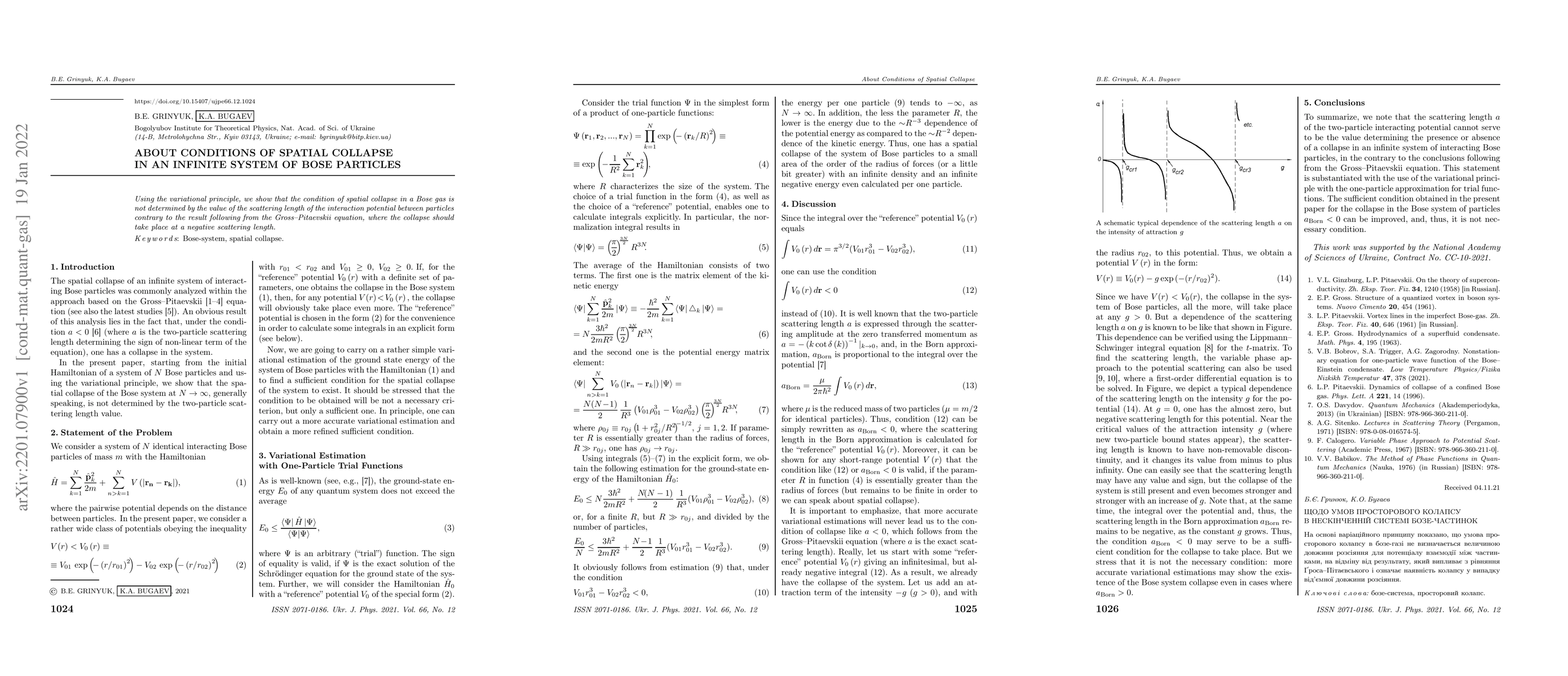 Thumbnail for About conditions of spatial collapse in an infinite system of Bose
  particles