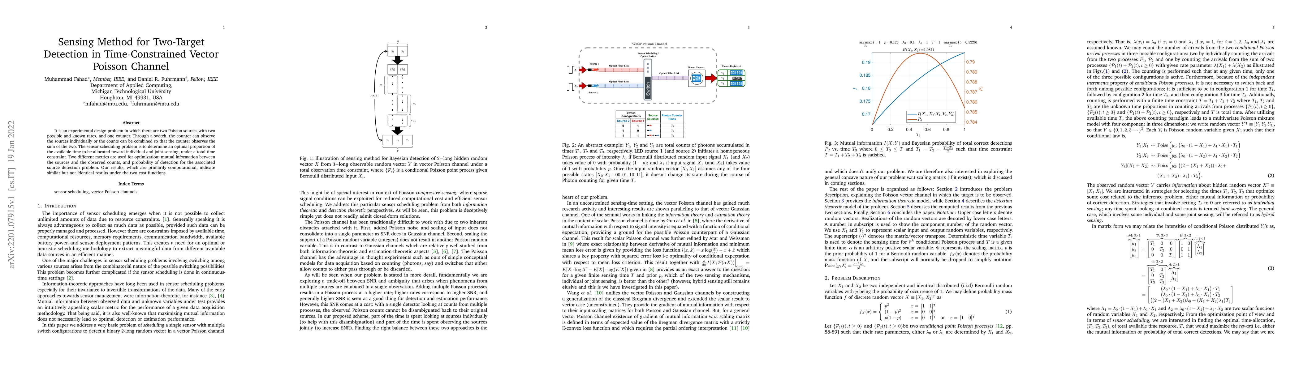 Thumbnail for Sensing Method for Two-Target Detection in Time-Constrained Vector
  Poisson Channel