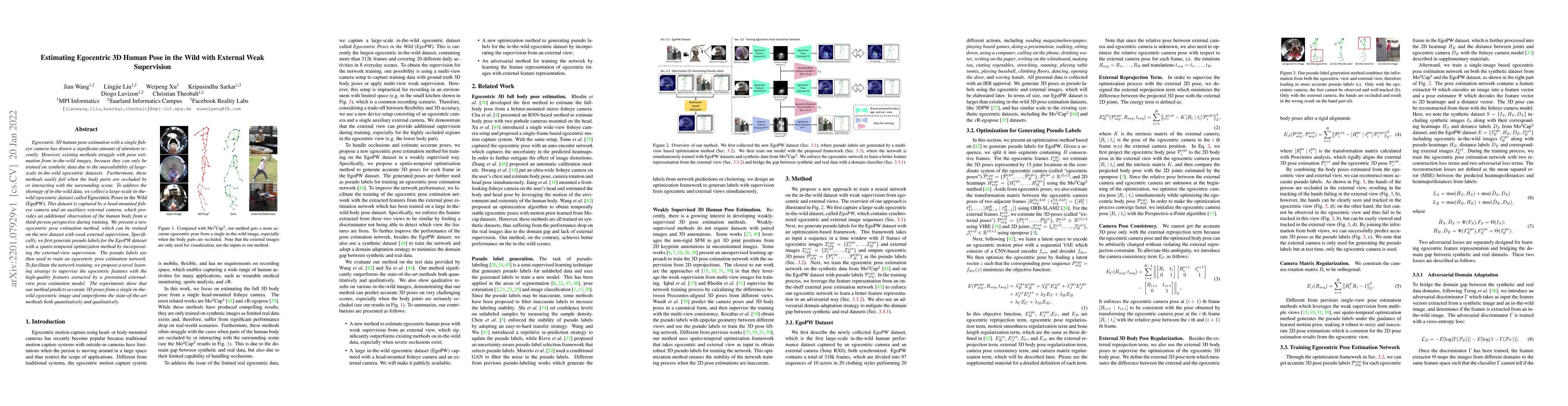 Thumbnail for Estimating Egocentric 3D Human Pose in the Wild with External Weak
  Supervision