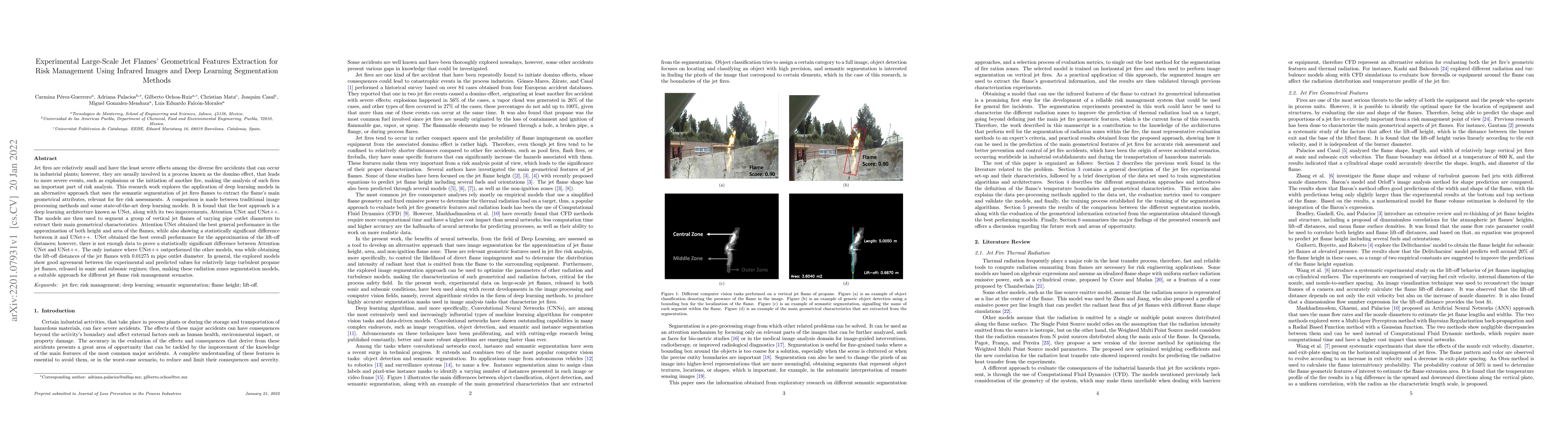 Thumbnail for Experimental Large-Scale Jet Flames' Geometrical Features Extraction for
  Risk Management Using Infrared Images and Deep Learning Segmentation Methods