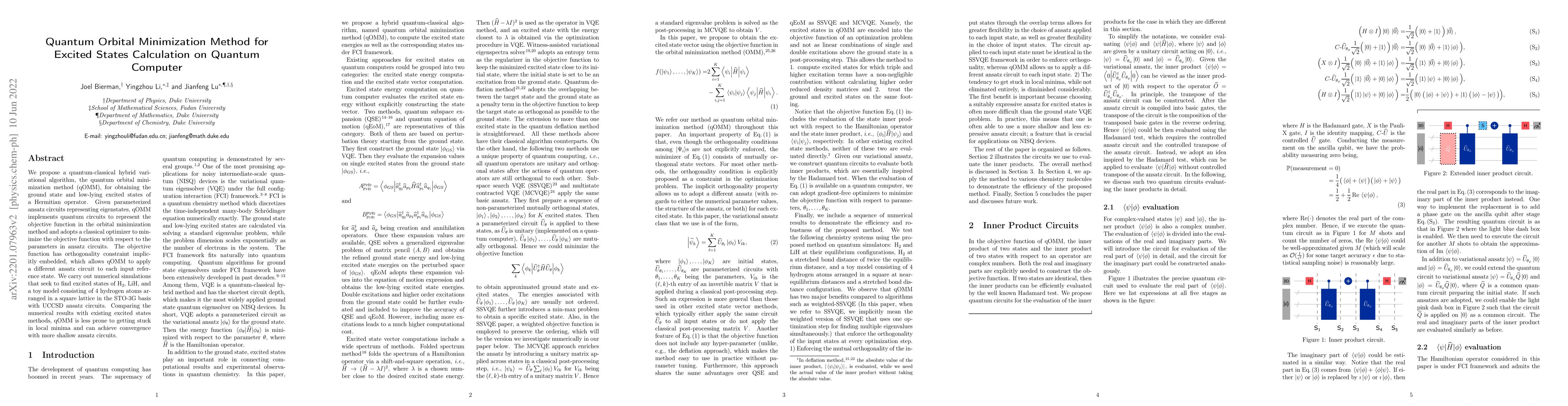 Thumbnail for Quantum Orbital Minimization Method for Excited States Calculation on
  Quantum Computer
