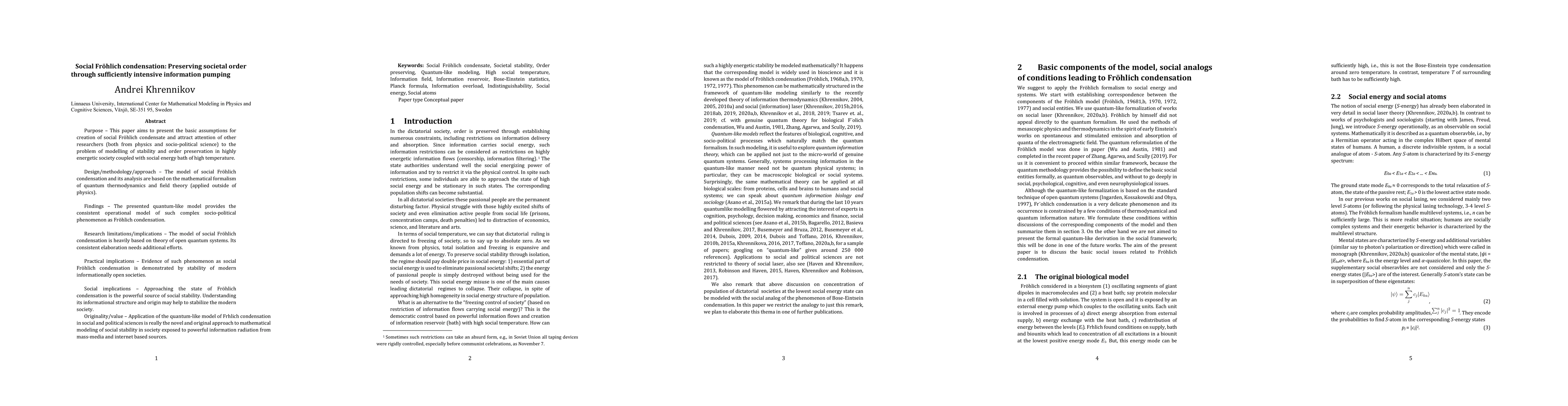 Thumbnail for Social Fr\"ohlich condensation: Preserving societal order through
  sufficiently intensive information pumping