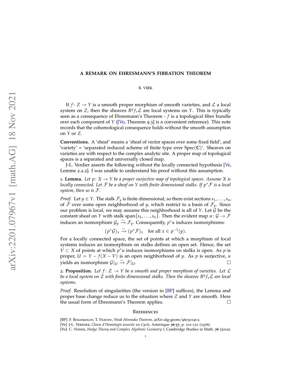Thumbnail for A remark on Ehresmann's Fibration Theorem