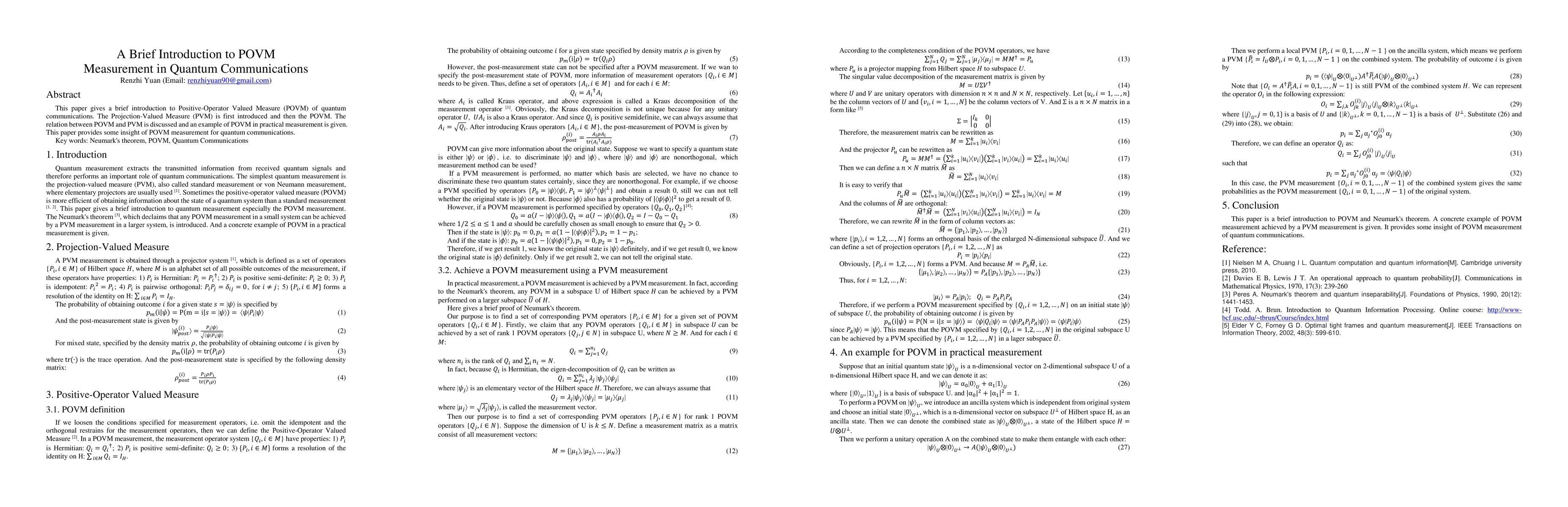 Thumbnail for A Brief Introduction to POVM Measurement in Quantum Communications