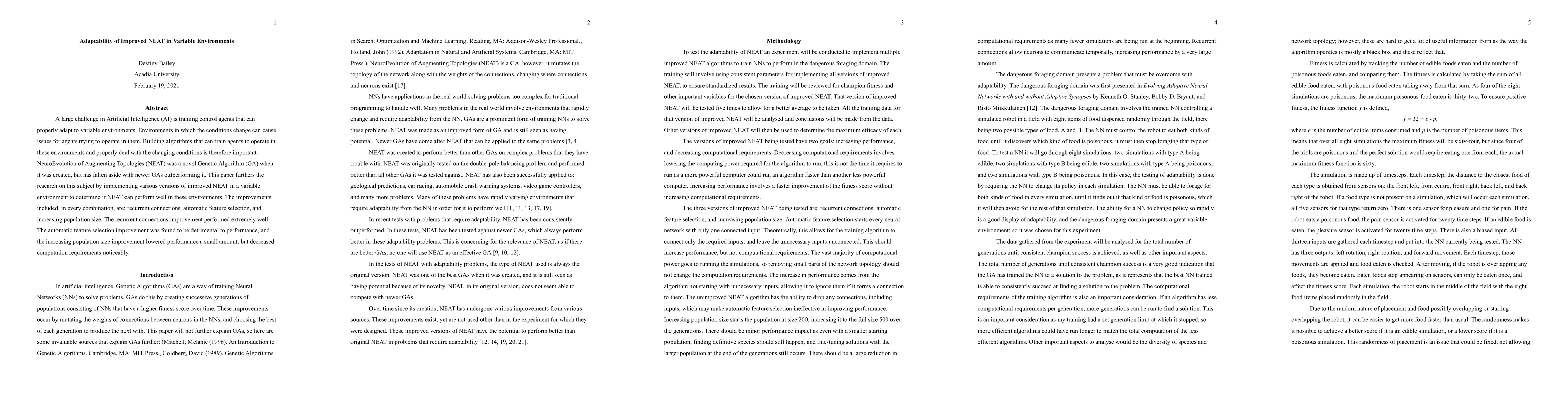 Thumbnail for Adaptability of Improved NEAT in Variable Environments