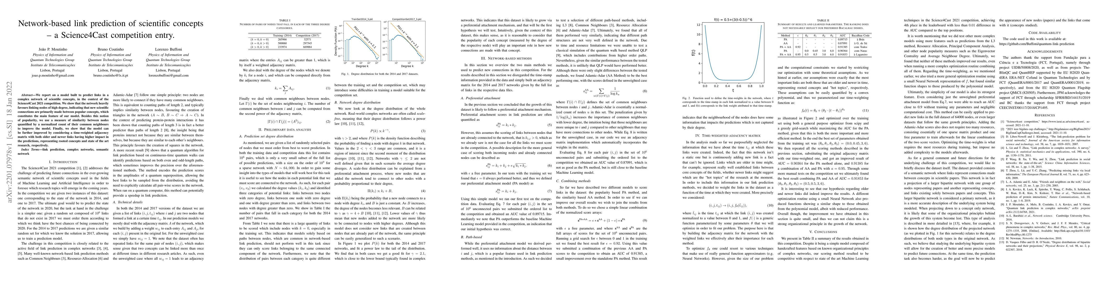 Thumbnail for Network-based link prediction of scientific concepts -- a Science4Cast
  competition entry