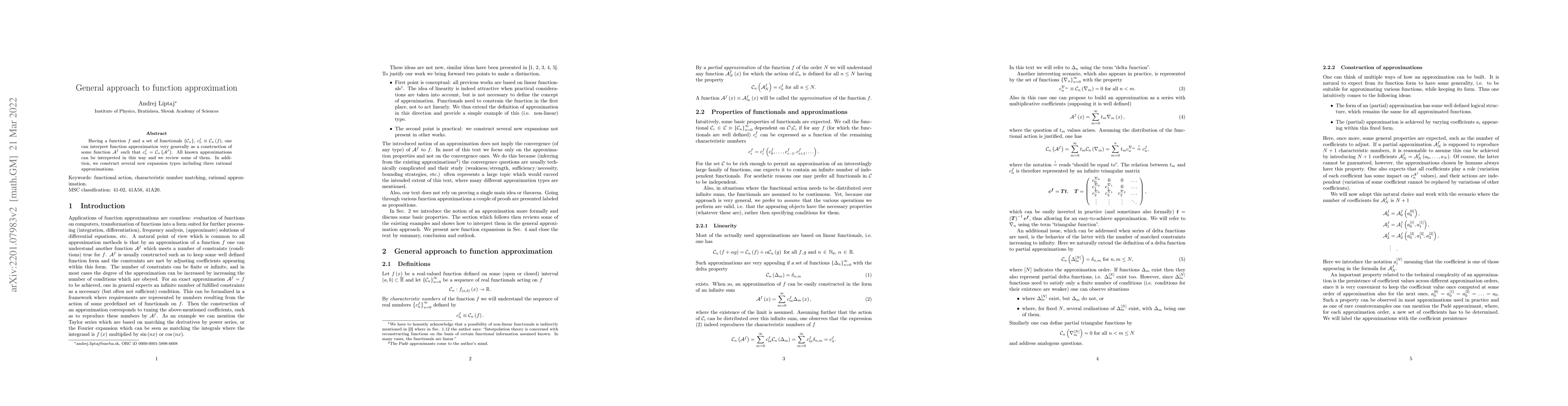 Thumbnail for General approach to function approximation