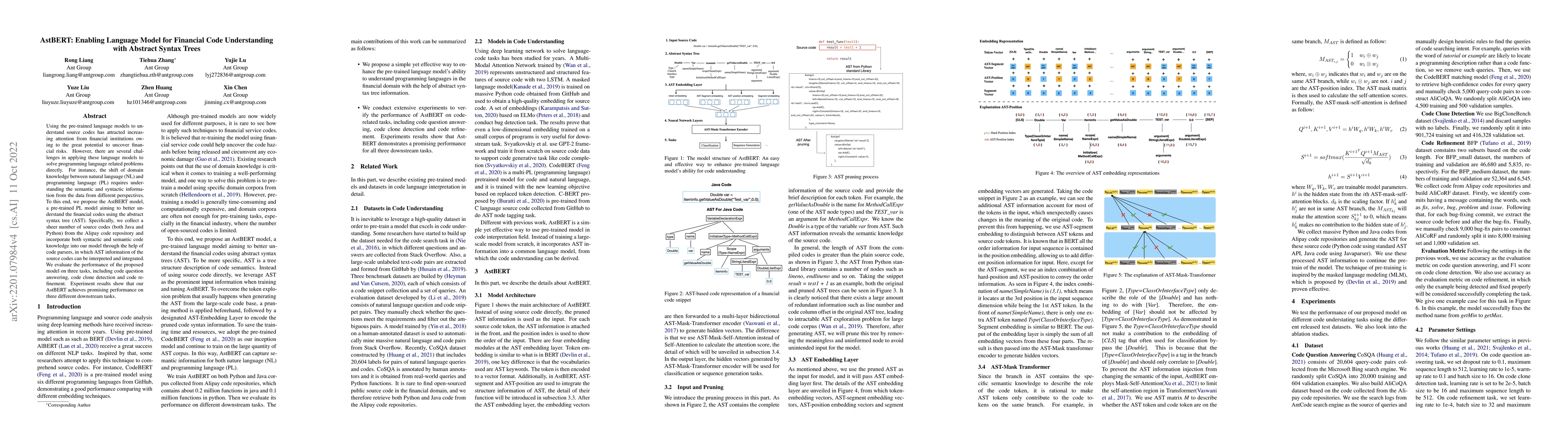 Thumbnail for AstBERT: Enabling Language Model for Financial Code Understanding with
  Abstract Syntax Trees