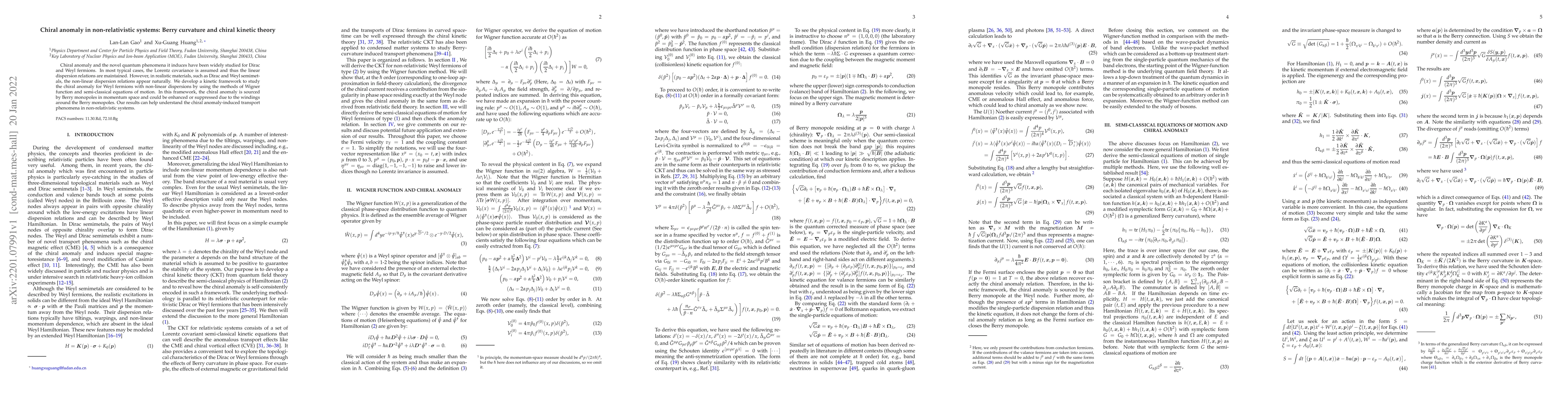 Thumbnail for Chiral anomaly in non-relativistic systems: Berry curvature and chiral
  kinetic theory