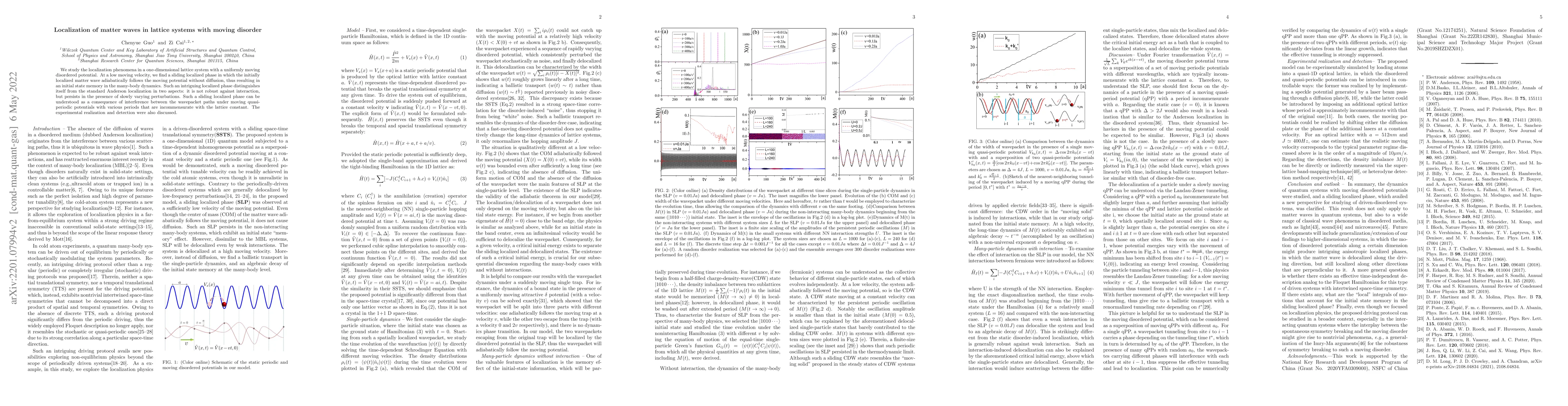 Thumbnail for Localization of matter waves in lattice systems with moving disorder
