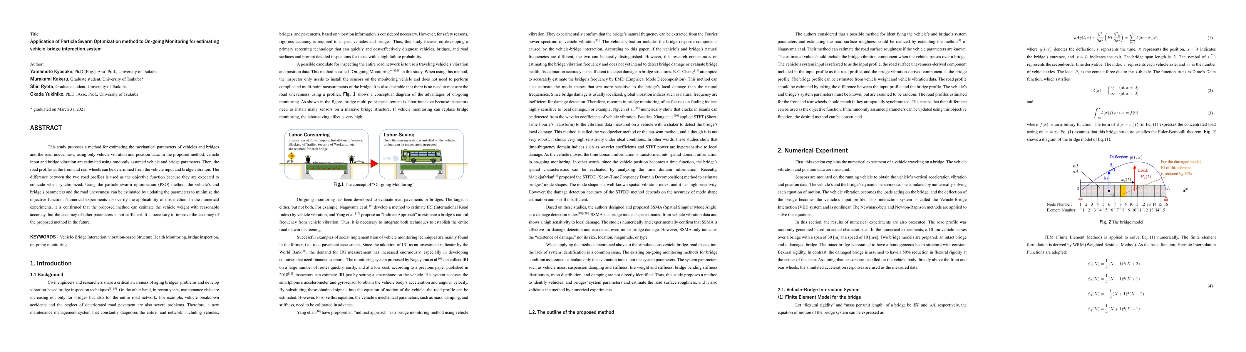 Thumbnail for Application of Particle Swarm Optimization method to On-going Monitoring
  for estimating vehicle-bridge interaction system