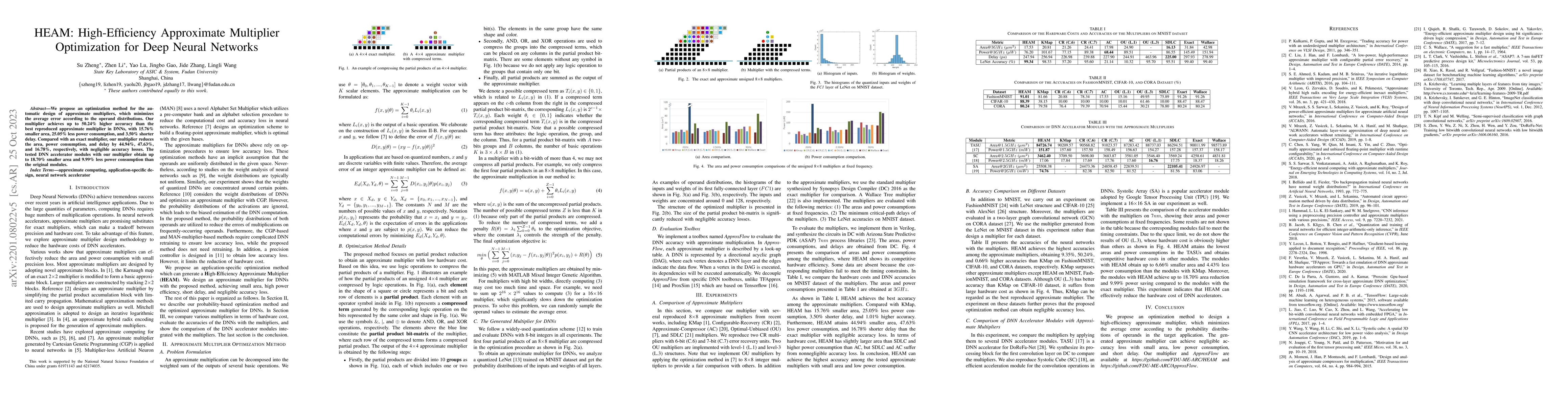 Thumbnail for HEAM: High-Efficiency Approximate Multiplier Optimization for Deep
  Neural Networks