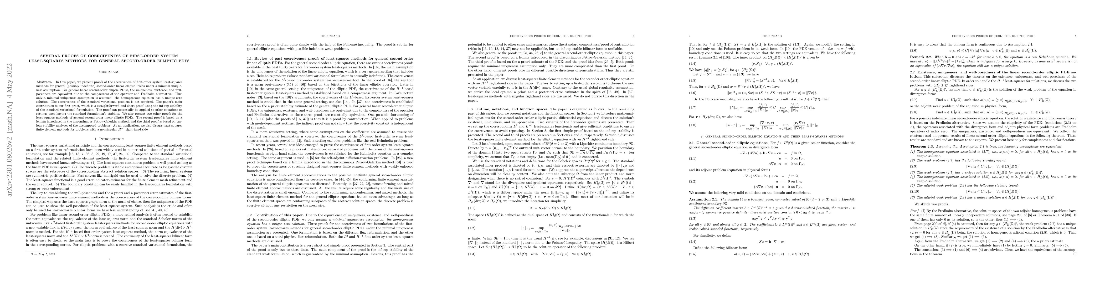 Thumbnail for Several Proofs of Coerciveness of First-Order System Least-Squares
  Methods for General Second-Order Elliptic PDEs