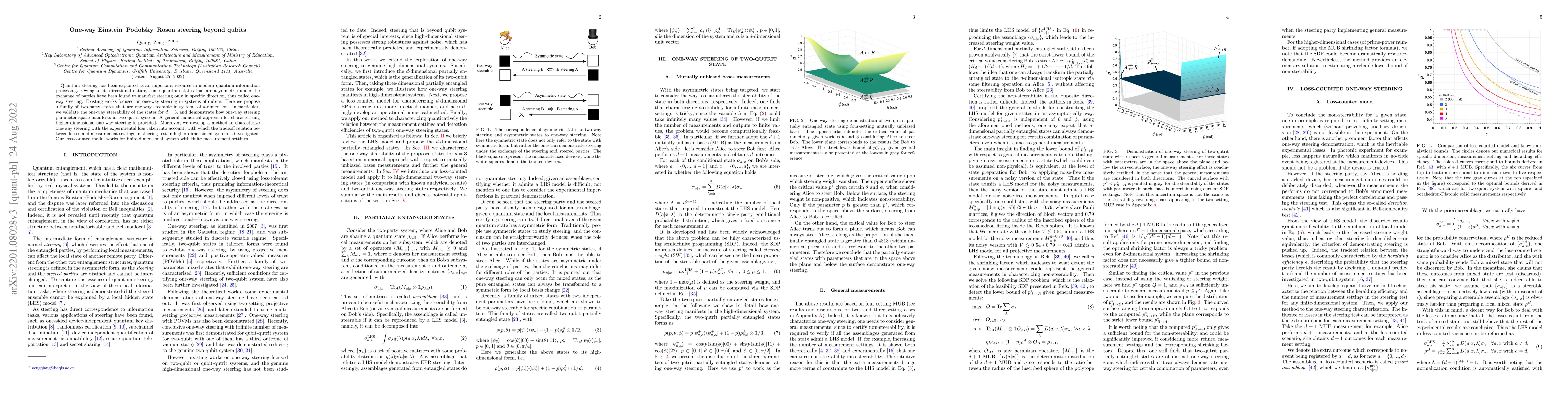 Thumbnail for One-way Einstein-Podolsky-Rosen steering beyond qubits