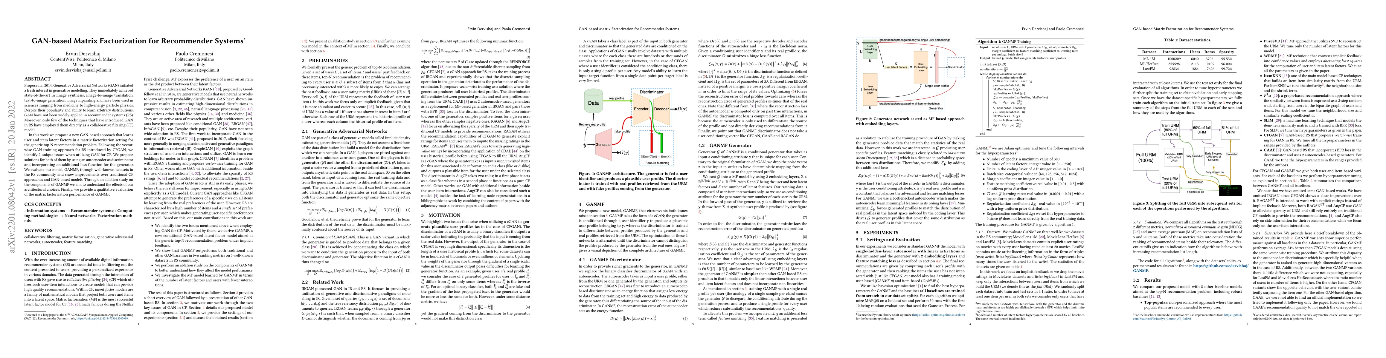 Thumbnail for GAN-based Matrix Factorization for Recommender Systems