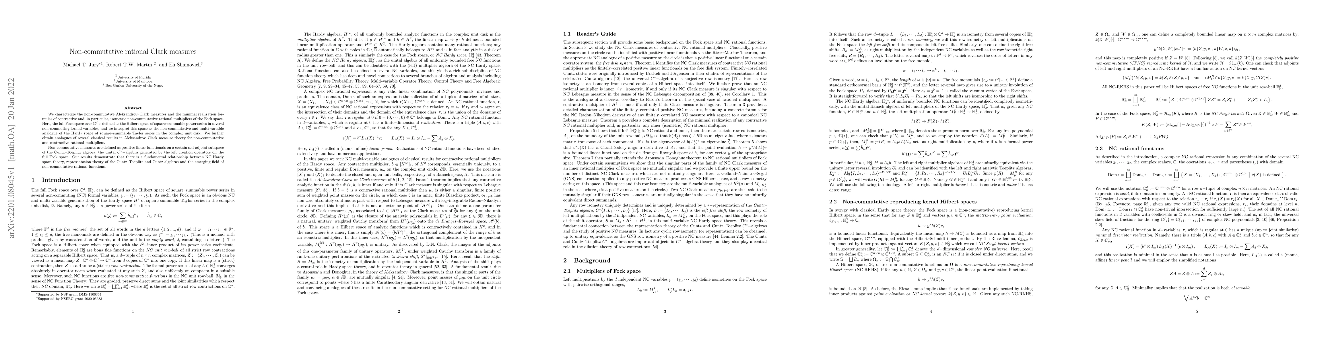 Thumbnail for Non-commutative rational Clark measures