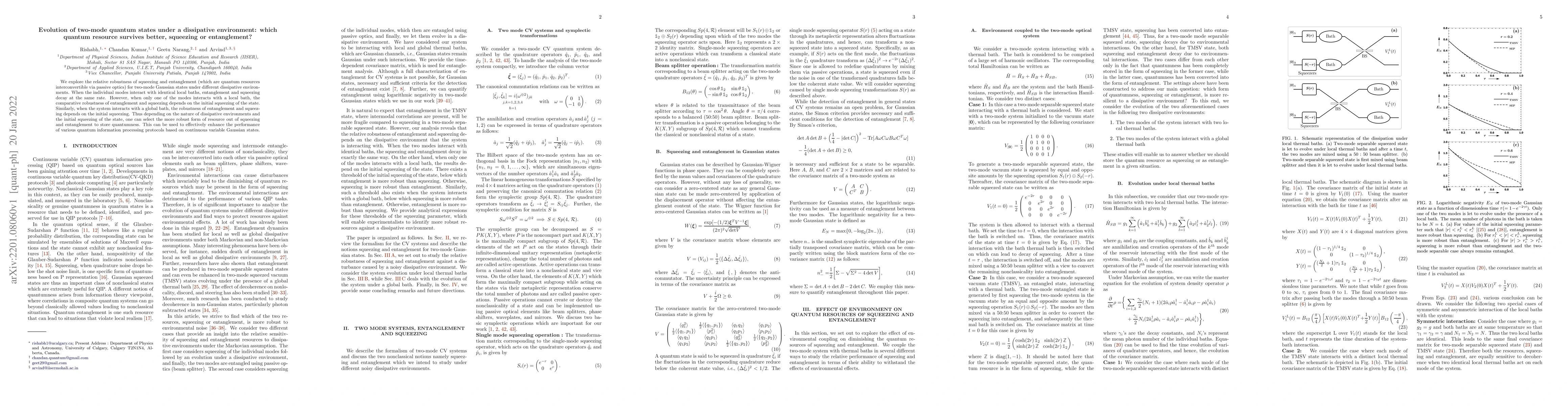 Thumbnail for Evolution of two-mode quantum states under a dissipative environment:
  which quantum resource survives better, squeezing or entanglement?
