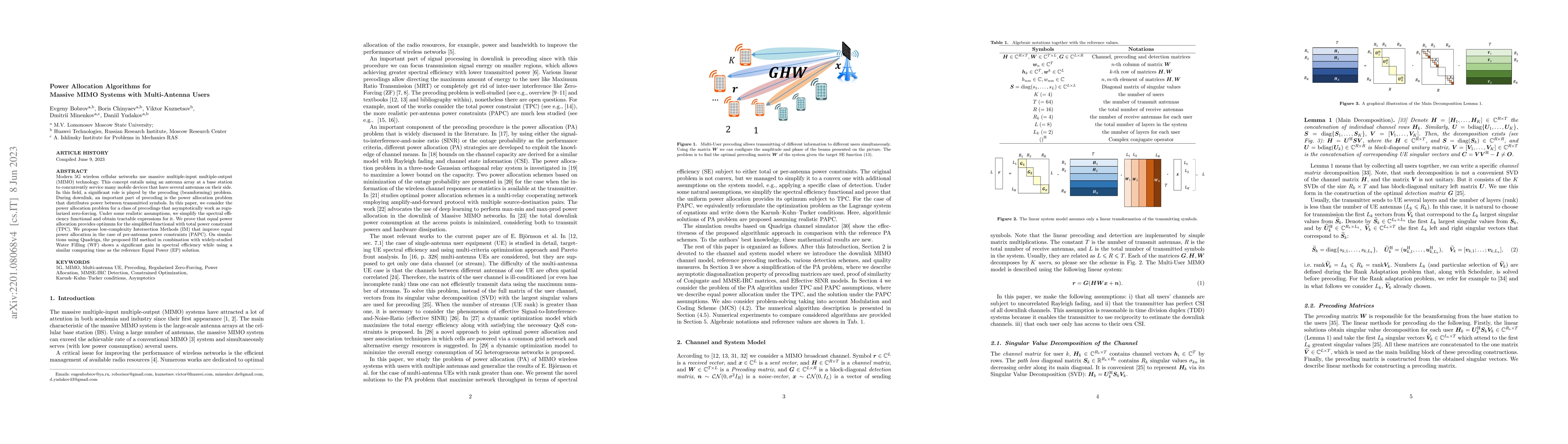 Thumbnail for Power Allocation Algorithms for Massive MIMO Systems with Multi-Antenna
  Users