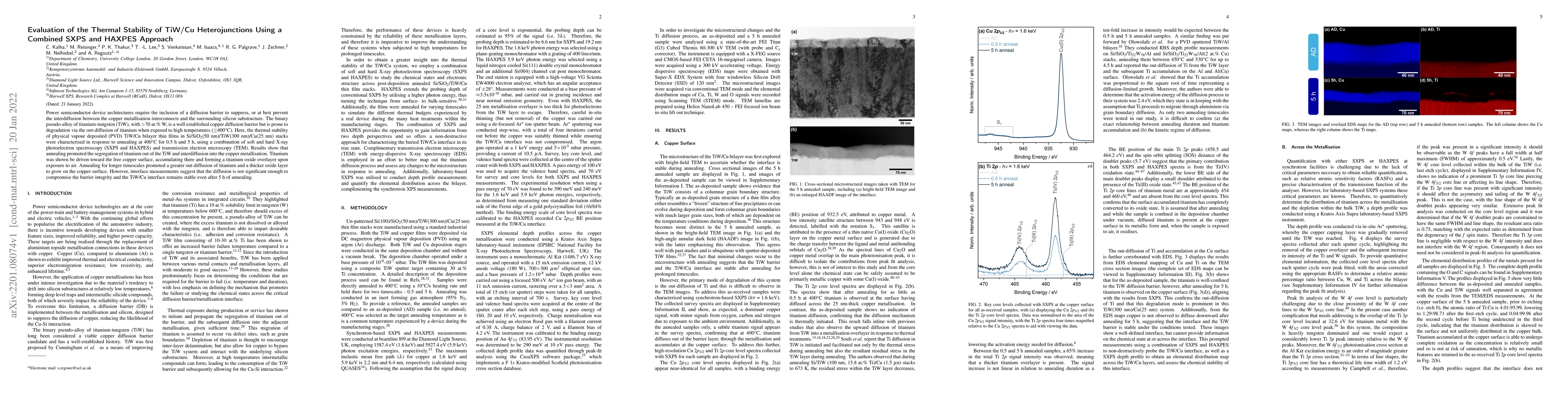 Thumbnail for Evaluation of the Thermal Stability of TiW/Cu Heterojunctions Using a
  Combined SXPS and HAXPES Approach