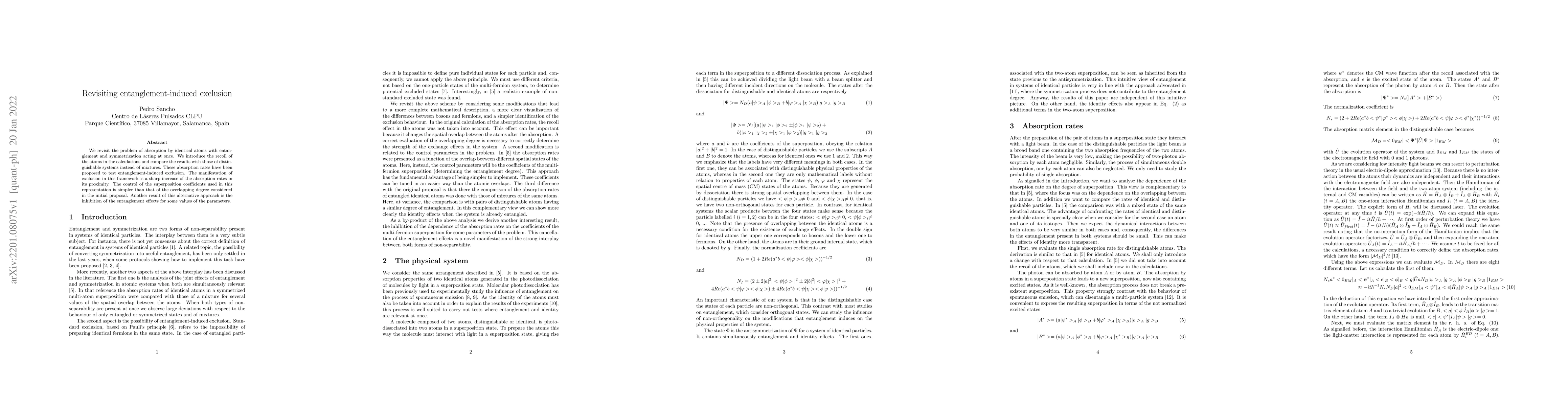 Thumbnail for Revisiting entanglement-induced exclusion