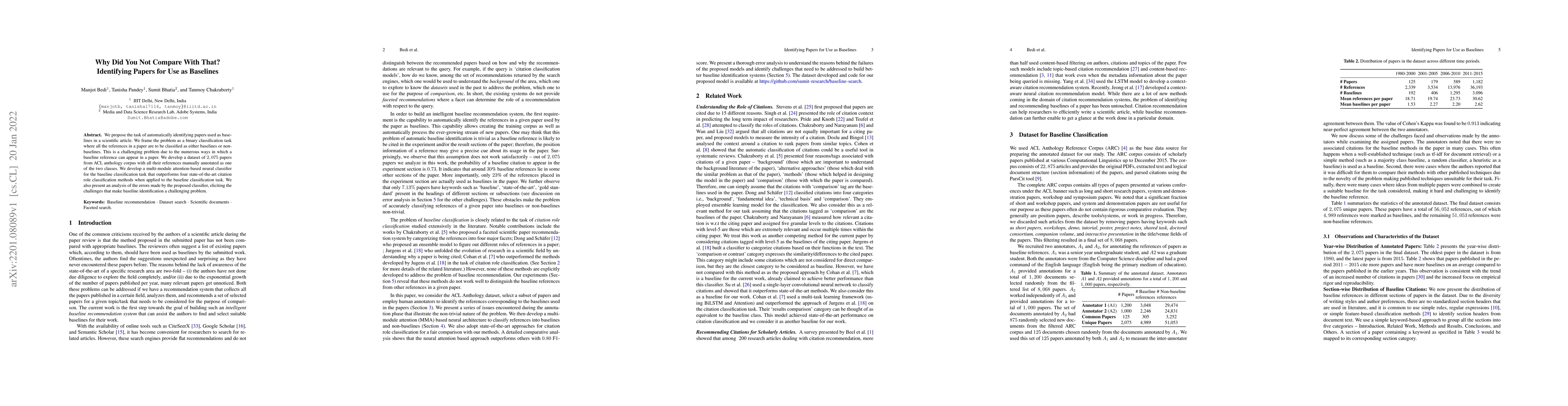 Thumbnail for Why Did You Not Compare With That? Identifying Papers for Use as
  Baselines